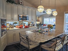 Custom Cabinets, New Unique Shape Granite Top Island